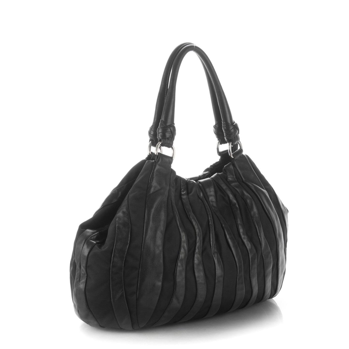 Nappa Tessuto Nylon Mordore Stripes Shoulder Bag Nero Black