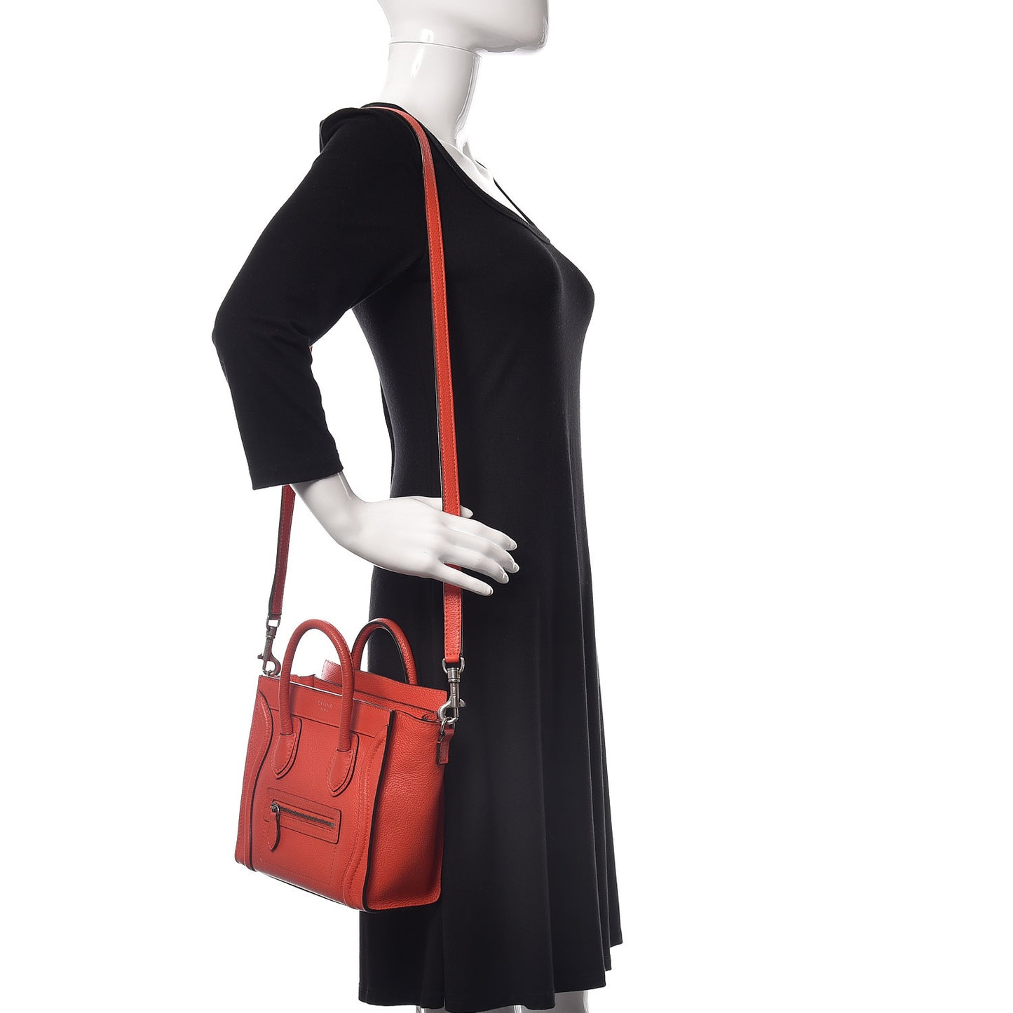 Drummed Calfskin Nano Luggage Vermillion