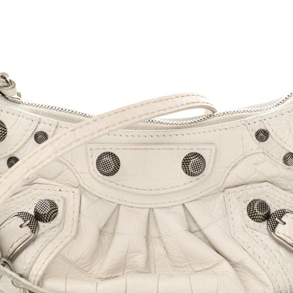 Balenciaga Extra Supple Calfskin Crocodile Embossed Le Cagole Mini Purse With Chain White 8 of 18