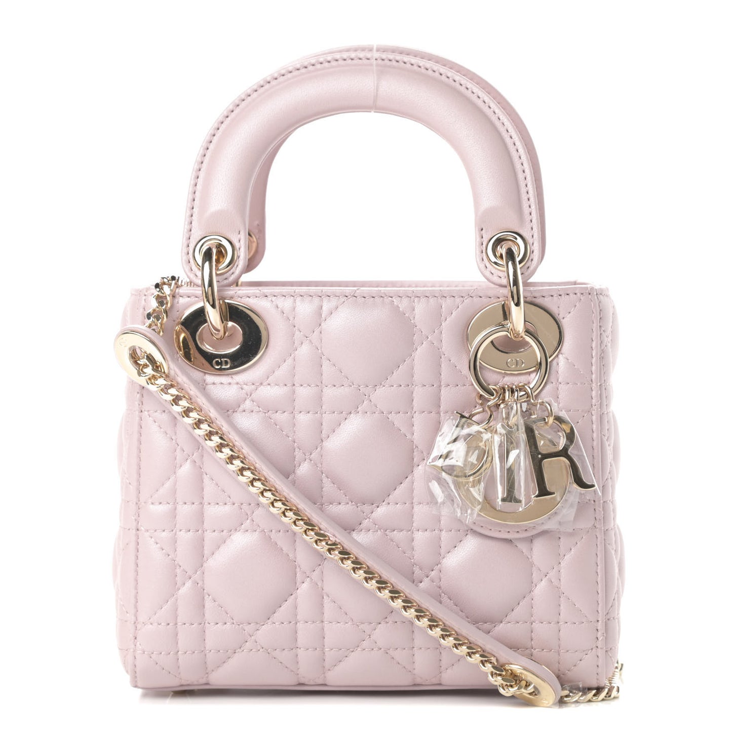 Metallic Lambskin Cannage Mini Lady Dior Lotus