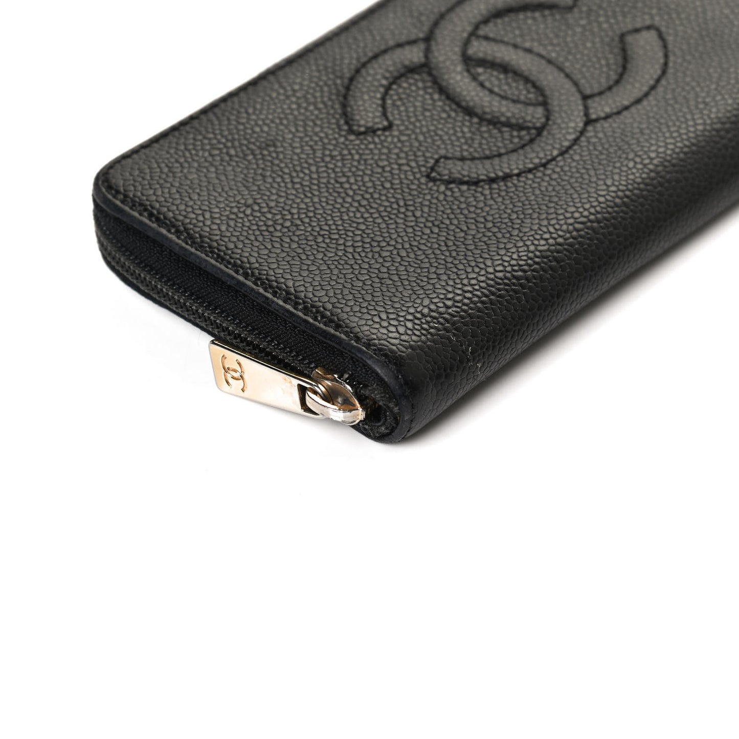Caviar Large Timeless CC Zip Around Wallet Black