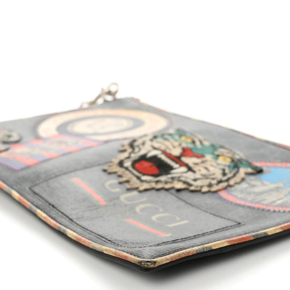 Gucci GG Supreme Monogram Night Courrier Zip Wristlet Pouch Black Multicolor 10 of 11