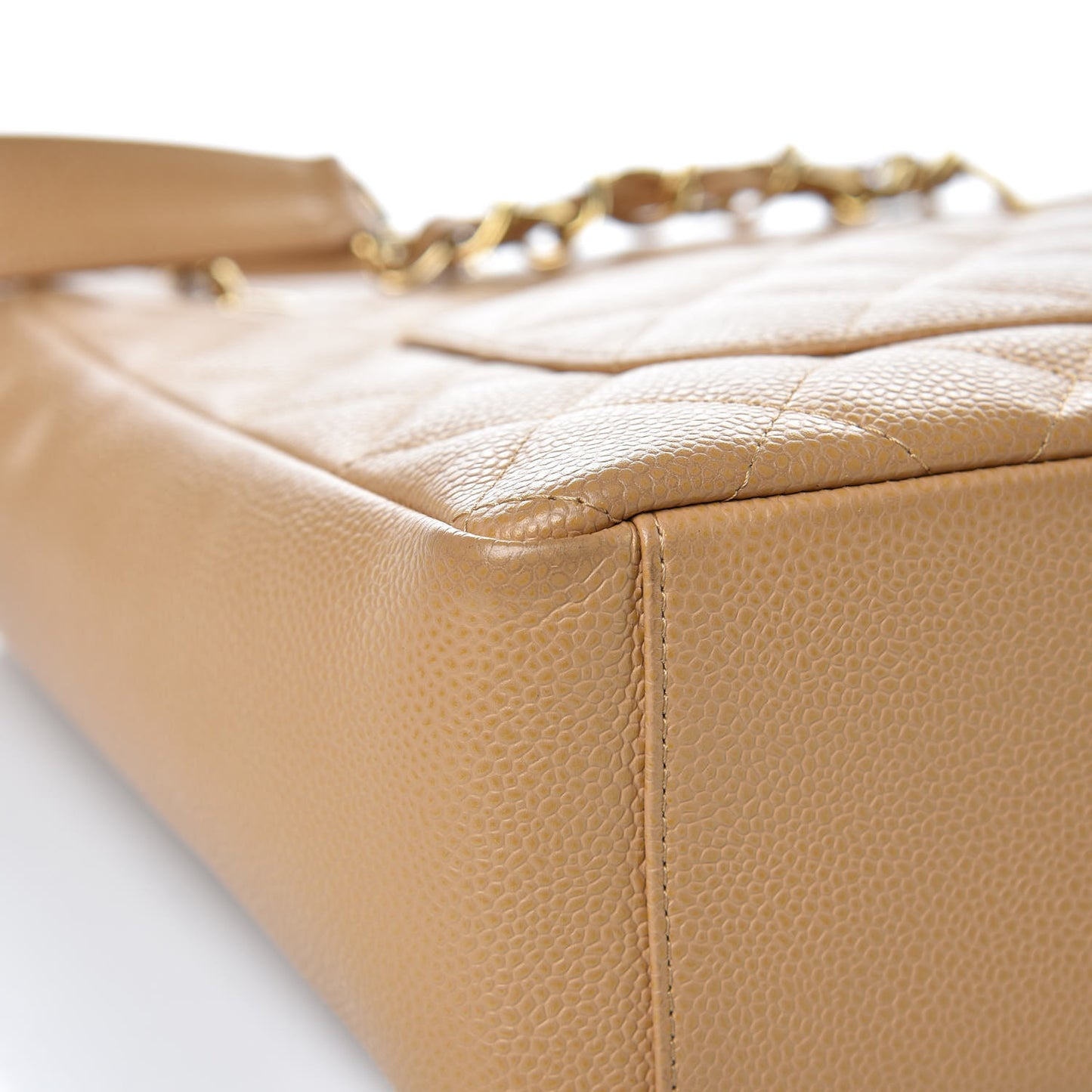 Caviar Quilted Petit Shopping Tote PST Dark Beige