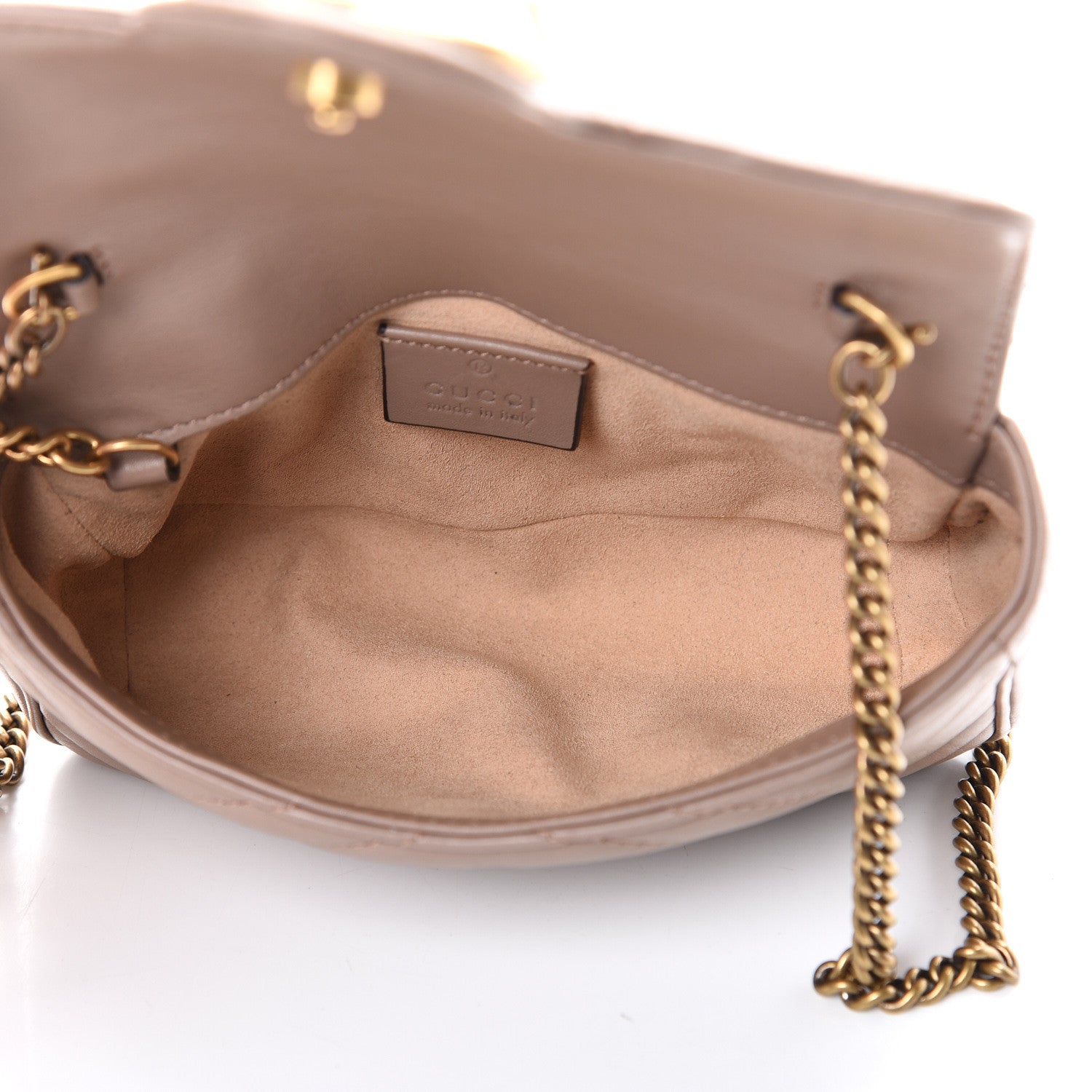 Gucci Calfskin Matelasse Super Mini GG Marmont Shoulder Bag Porcelain Rose 4 of 11