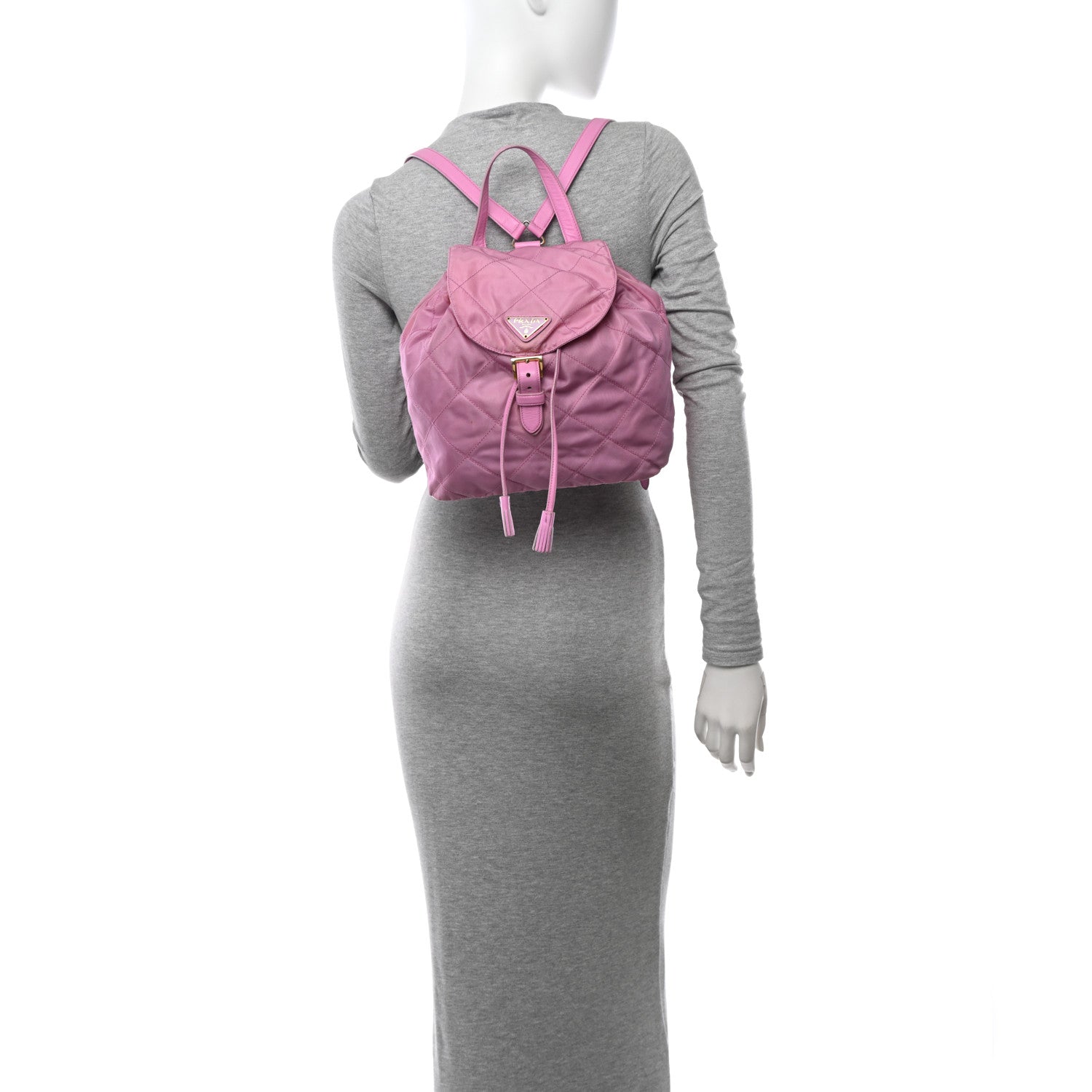 Prada Tessuto Nylon Vela Quilted Cinch Backpack Pink 2 of 16