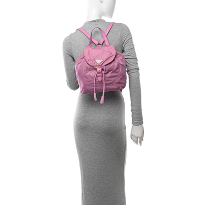 Prada Tessuto Nylon Vela Quilted Cinch Backpack Pink 2 of 16