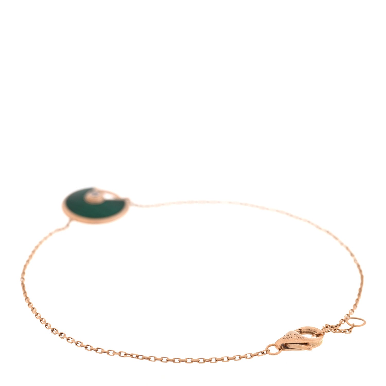 Cartier 18K Pink Gold Diamond Malachite Amulette de Cartier Bracelet 2 of 3