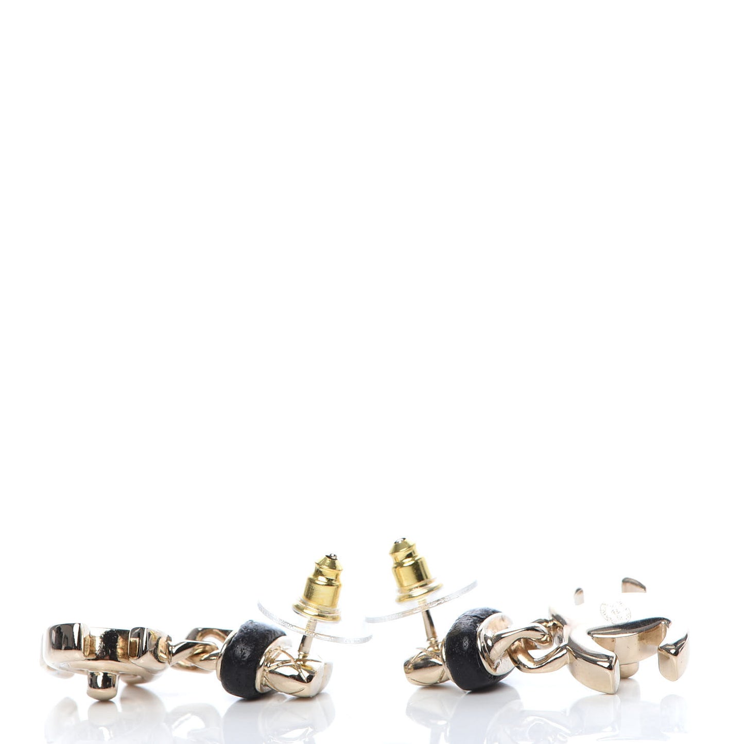 Lambskin CC Turnlock Drop Earrings Gold Black