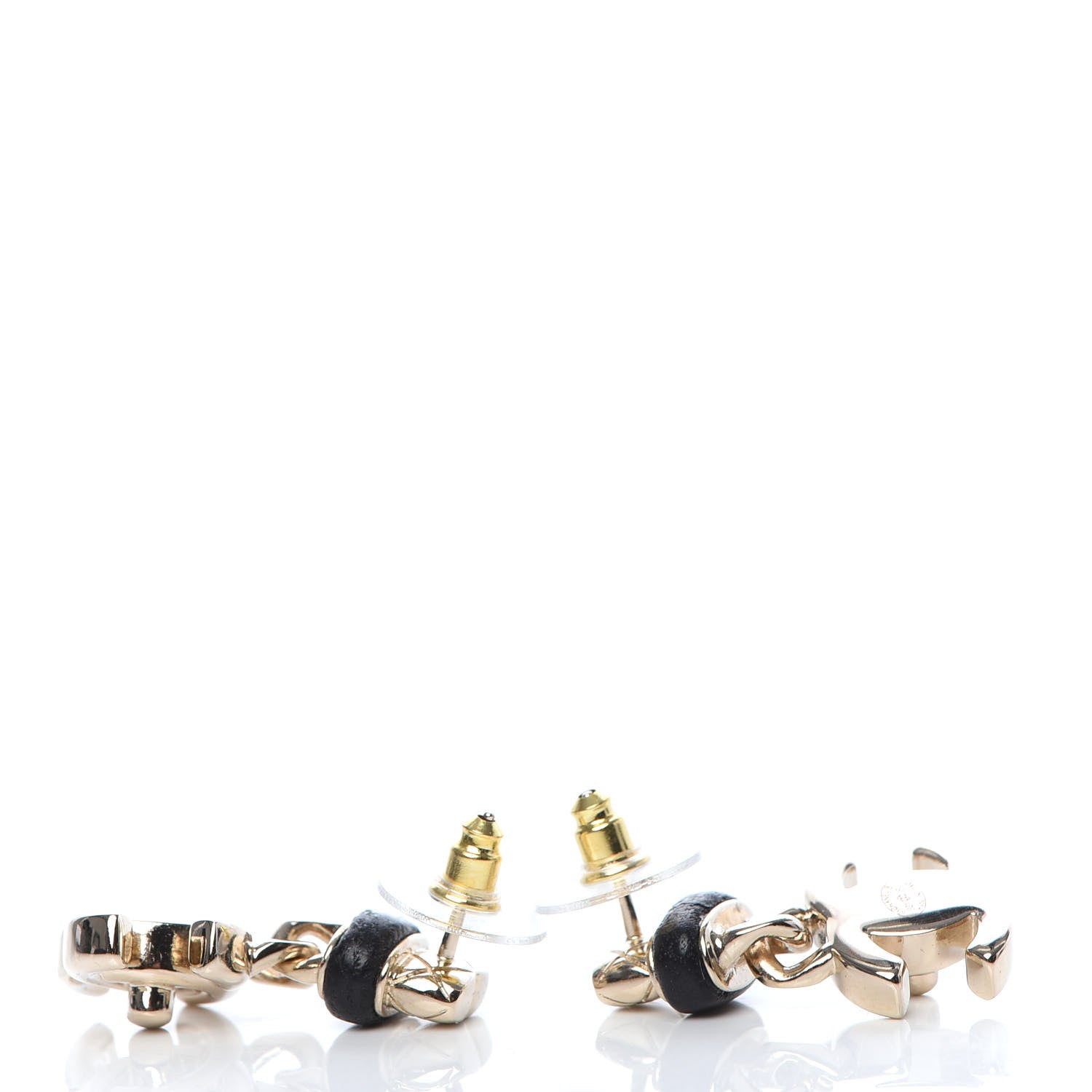Chanel Lambskin CC Turnlock Drop Earrings Gold Black 3 of 5