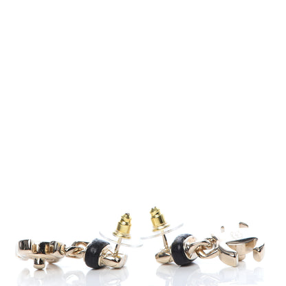 Chanel Lambskin CC Turnlock Drop Earrings Gold Black 3 of 5