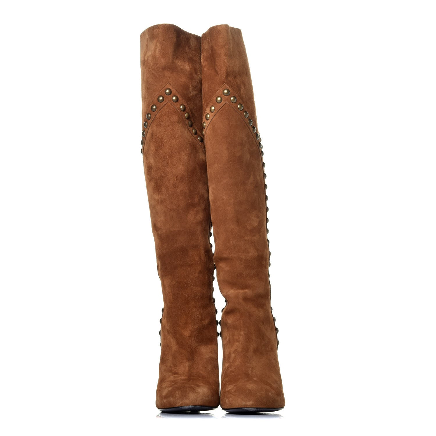 Saint Laurent Suede Otterproof Light Studded Grace 105 Boots 39 Fox Brown 2 of 8