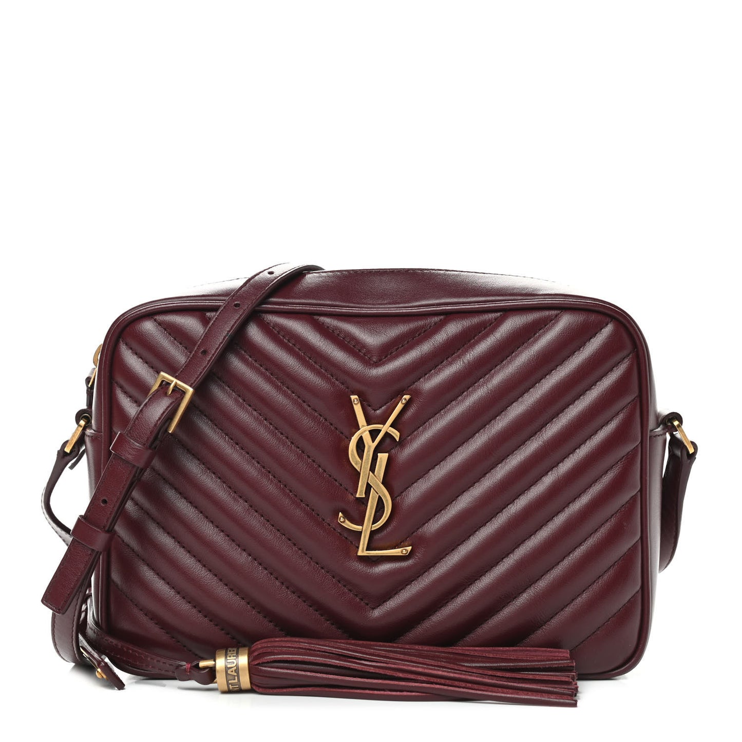 Calfskin Matelasse Monogram Lou Camera Bag Dark Legion Red