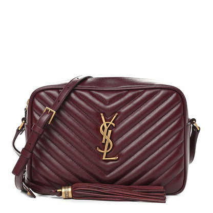 Saint Laurent Calfskin Matelasse Monogram Lou Camera Bag Dark Legion Red 1 of 10