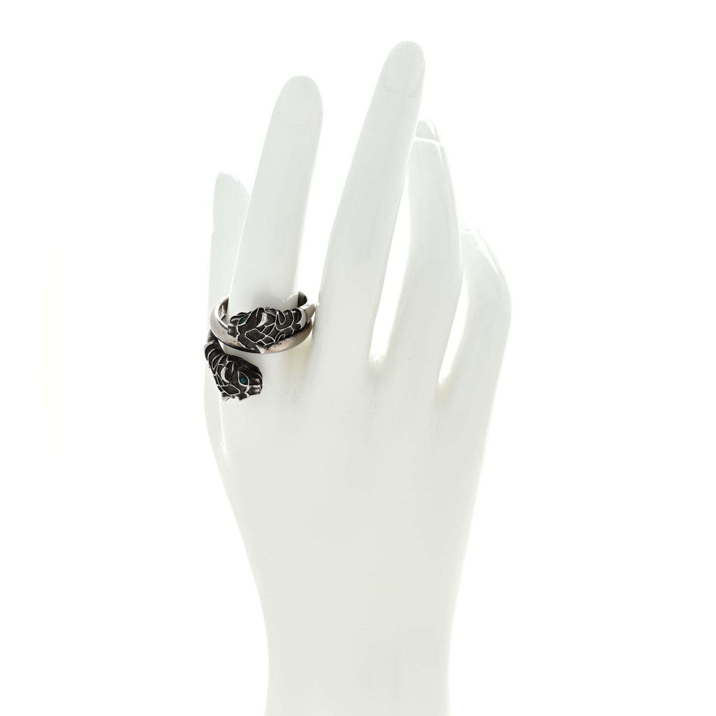 Tiger Heads Double Wrap Ring 59 8.75 Silver