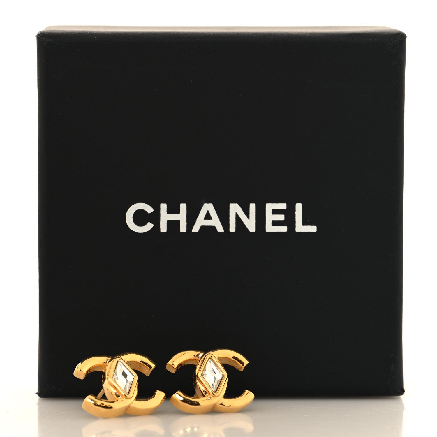 Chanel Metal Crystal CC Marquise Earrings Gold 5 of 5