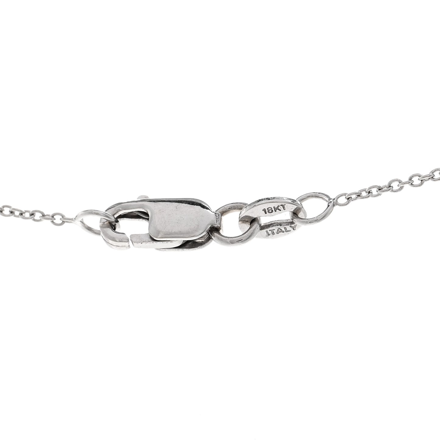 18K White Gold Diamond Stirrup Pendant Necklace