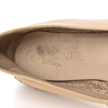 Chanel Lambskin CC Espadrilles 38 Beige Black 6 of 13