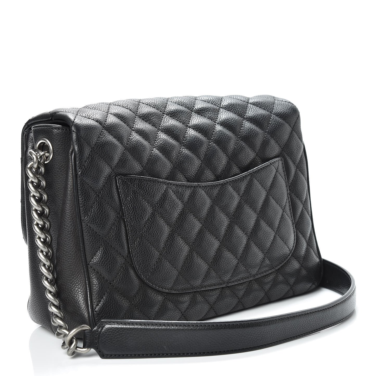 Caviar Quilted Medium Rock In Rome Single Flap Black