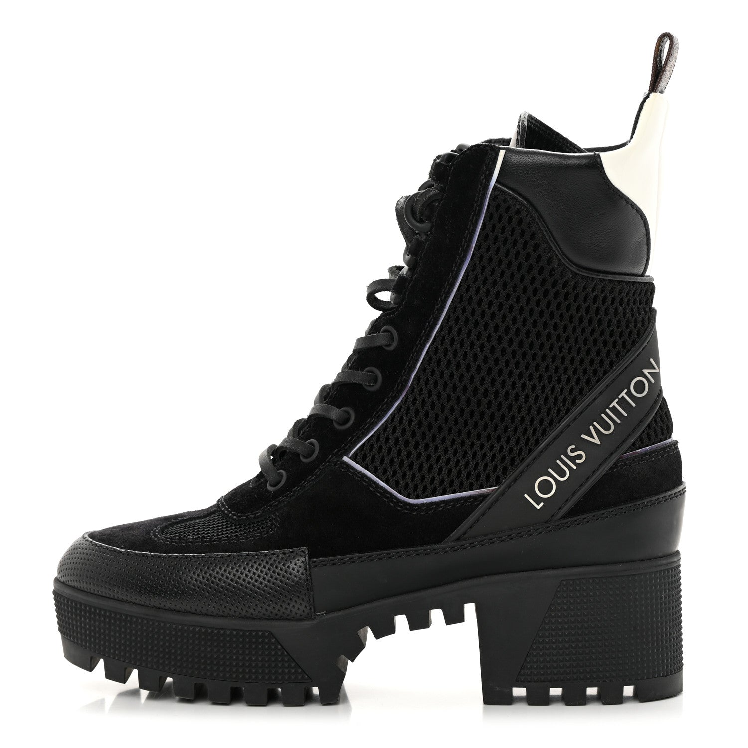 Louis Vuitton Suede Calfskin Mesh Logo Laureate Platform Desert Boots 36 Black 1 of 11