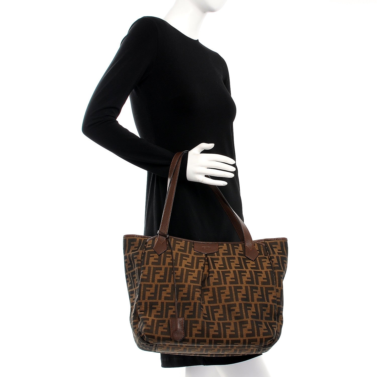 Fendi Zucca Vitello Artic Grande Shopping Tote Tobacco Castagna 3 of 8