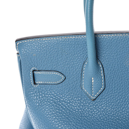 Hermes Taurillon Clemence Birkin 30 Blue Jean 13 of 51