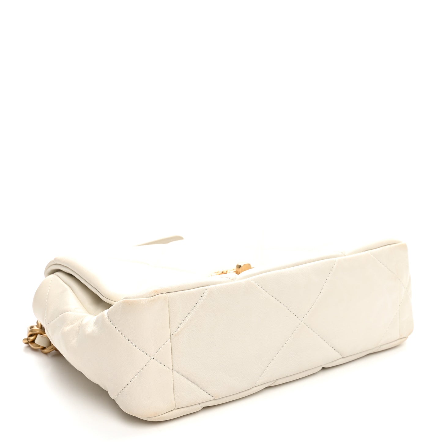 Lambskin Quilted Medium Chanel 19 Flap  White