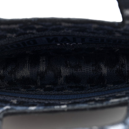 Christian Dior Canvas Mizza Embroidered Mini Leopard Book Tote Blue 5 of 10