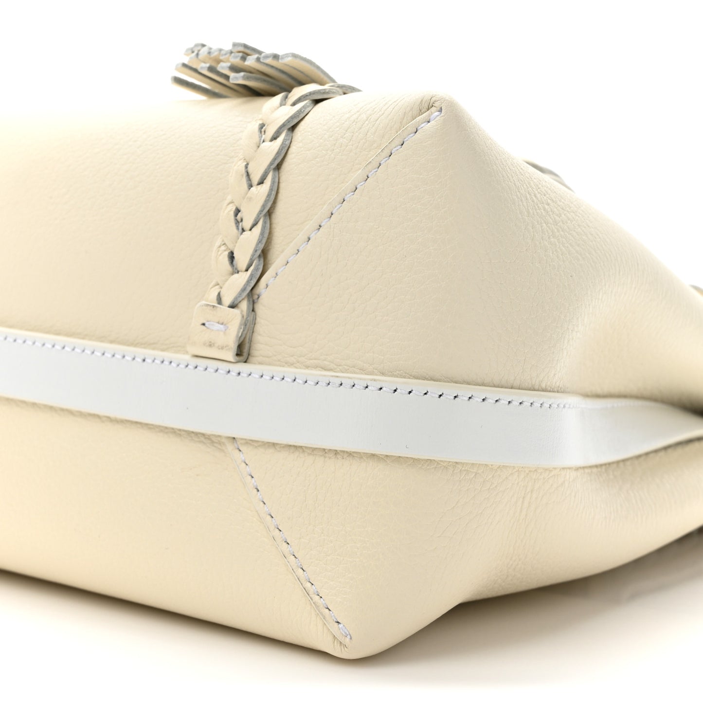 Grained Calfskin Medium Penelope Shoulder Bag White
