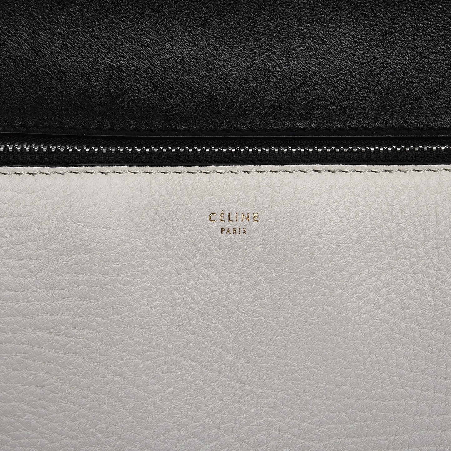 Supple Calfskin Medium Bi-Color Edge Shoulder Bag Cream