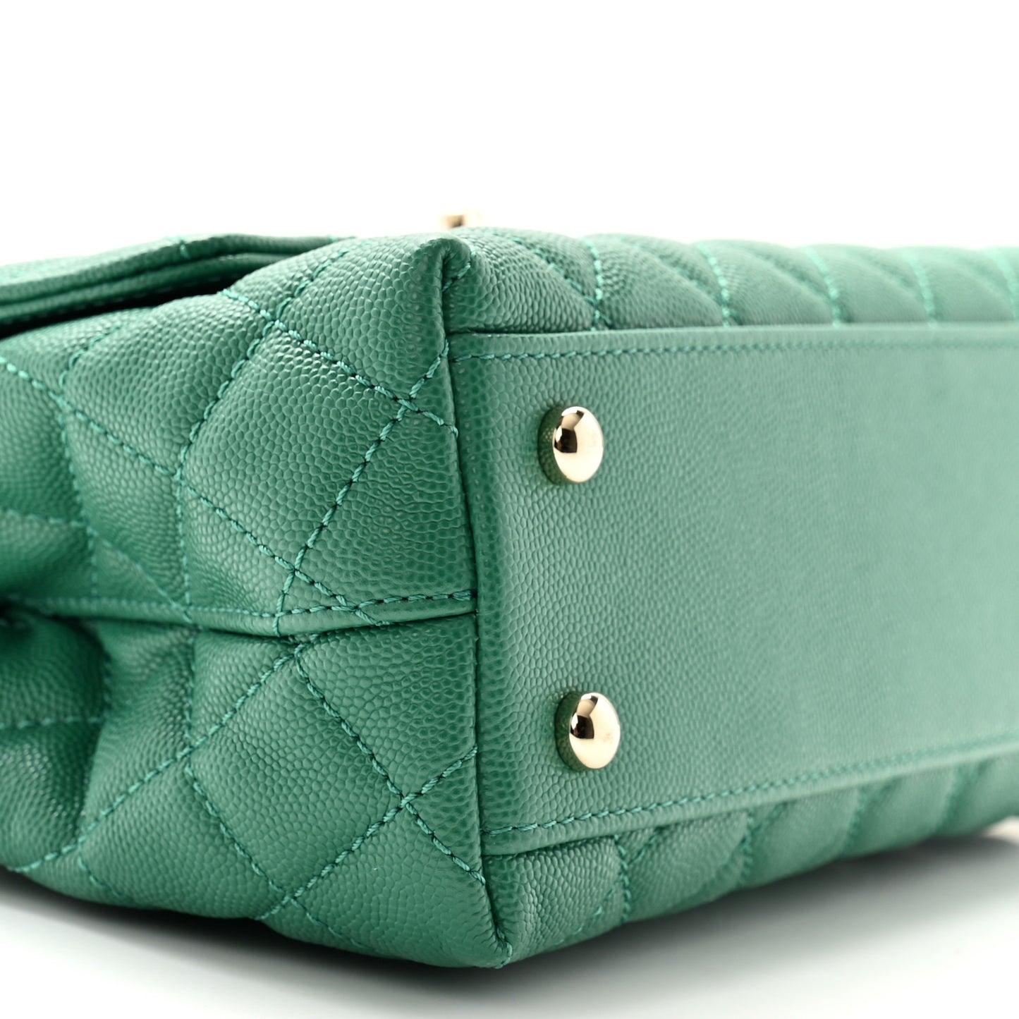 Caviar Quilted Mini Coco Handle Flap Green