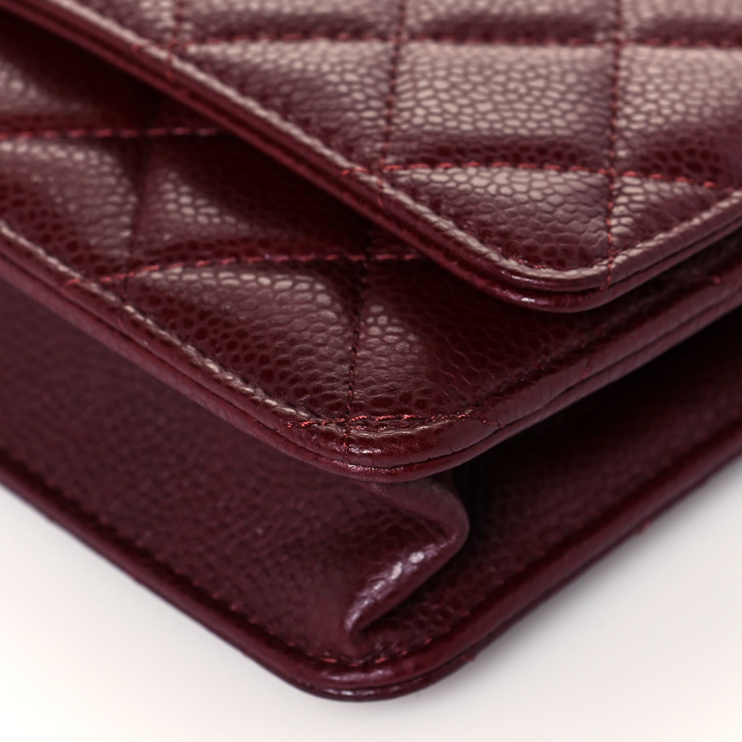 Chanel Caviar Quilted Wallet on Chain WOC Burgundy 11 of 14