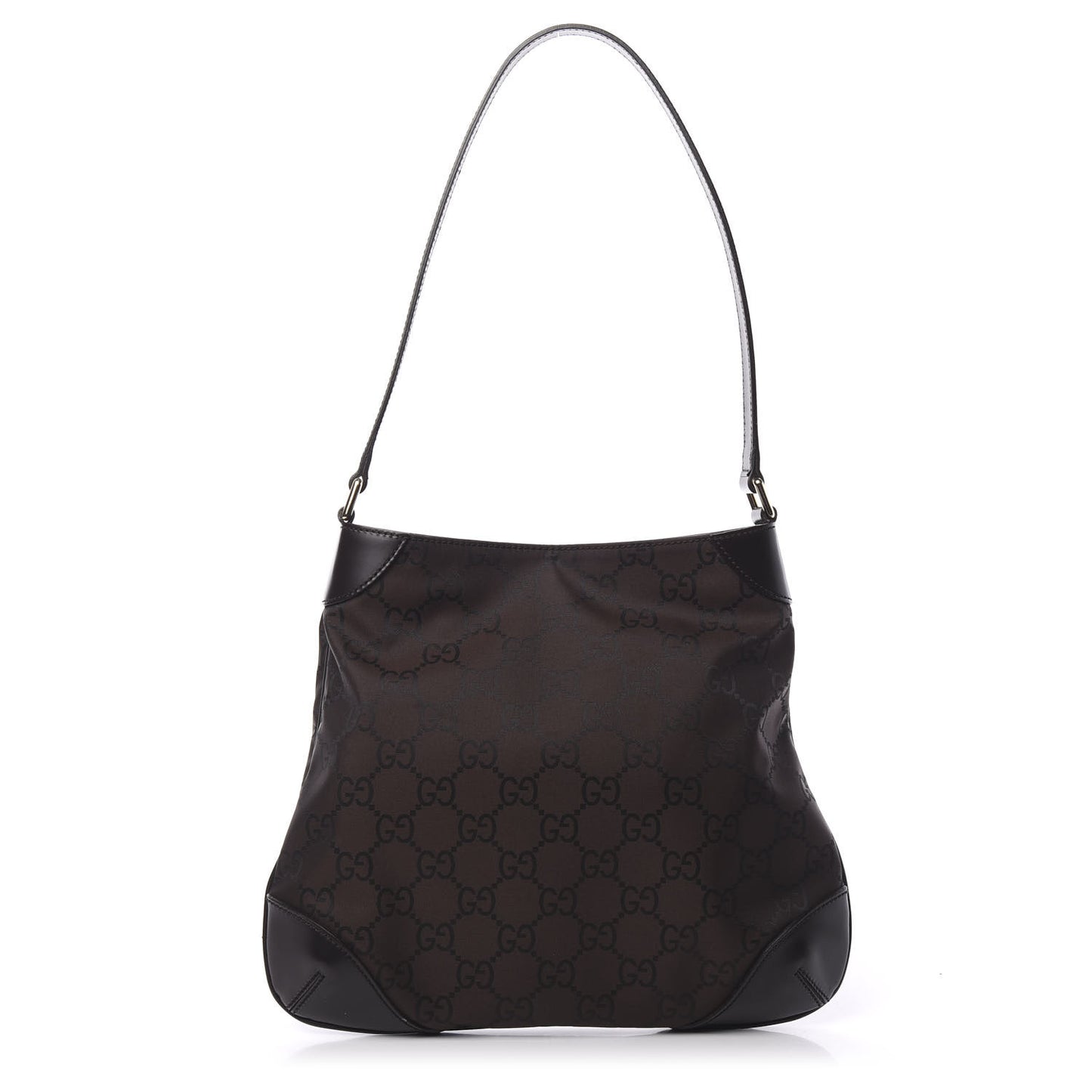 Nylon Signature Hobo Shoulder Bag Brown