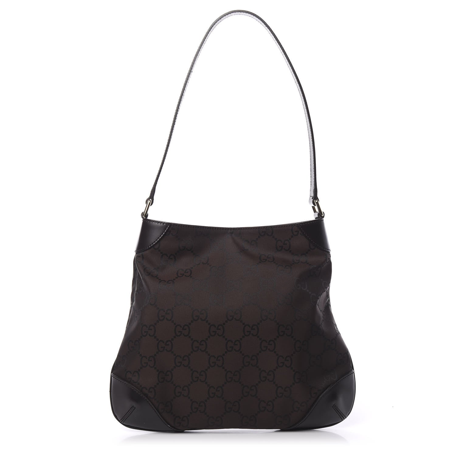 Gucci Nylon Signature Hobo Shoulder Bag Brown 1 of 10