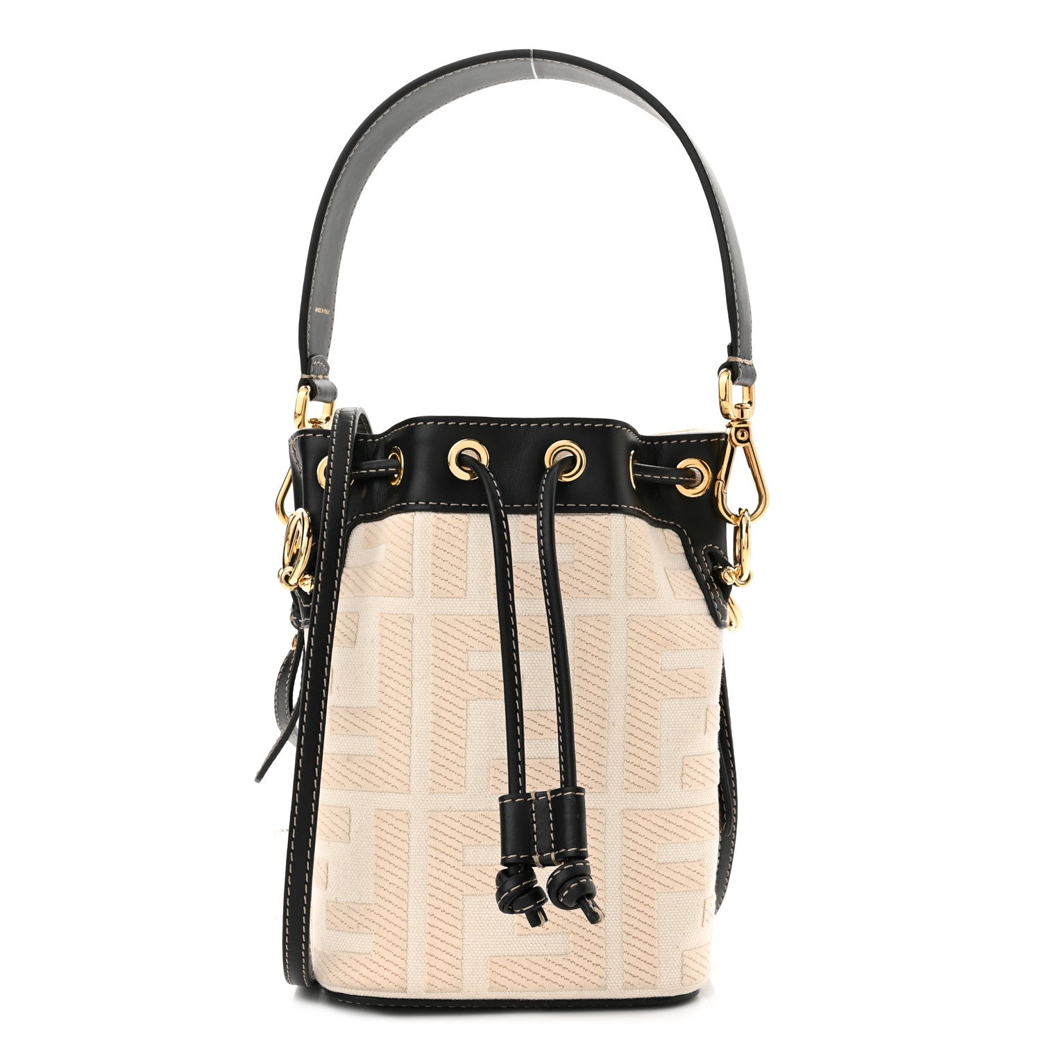 Fendi Canvas Vitello King F is Fendi FF Embroidered Mini Mon Tresor Bucket Bag Grezzo Black 1 of 10