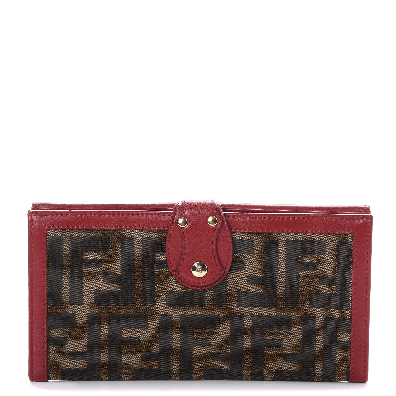 Fendi Zucca Continental Wallet Tobacco Rosso 1 of 9