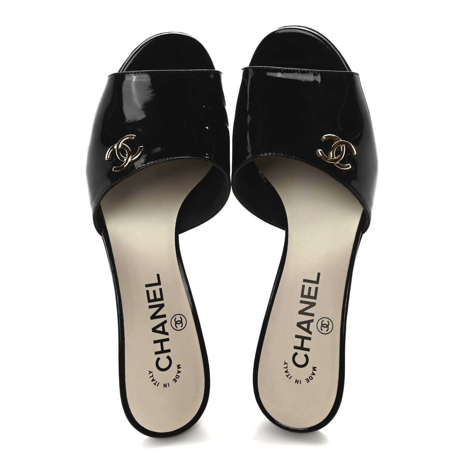 Chanel Patent Lambskin Pearl Mules 37.5 Black 2 of 8