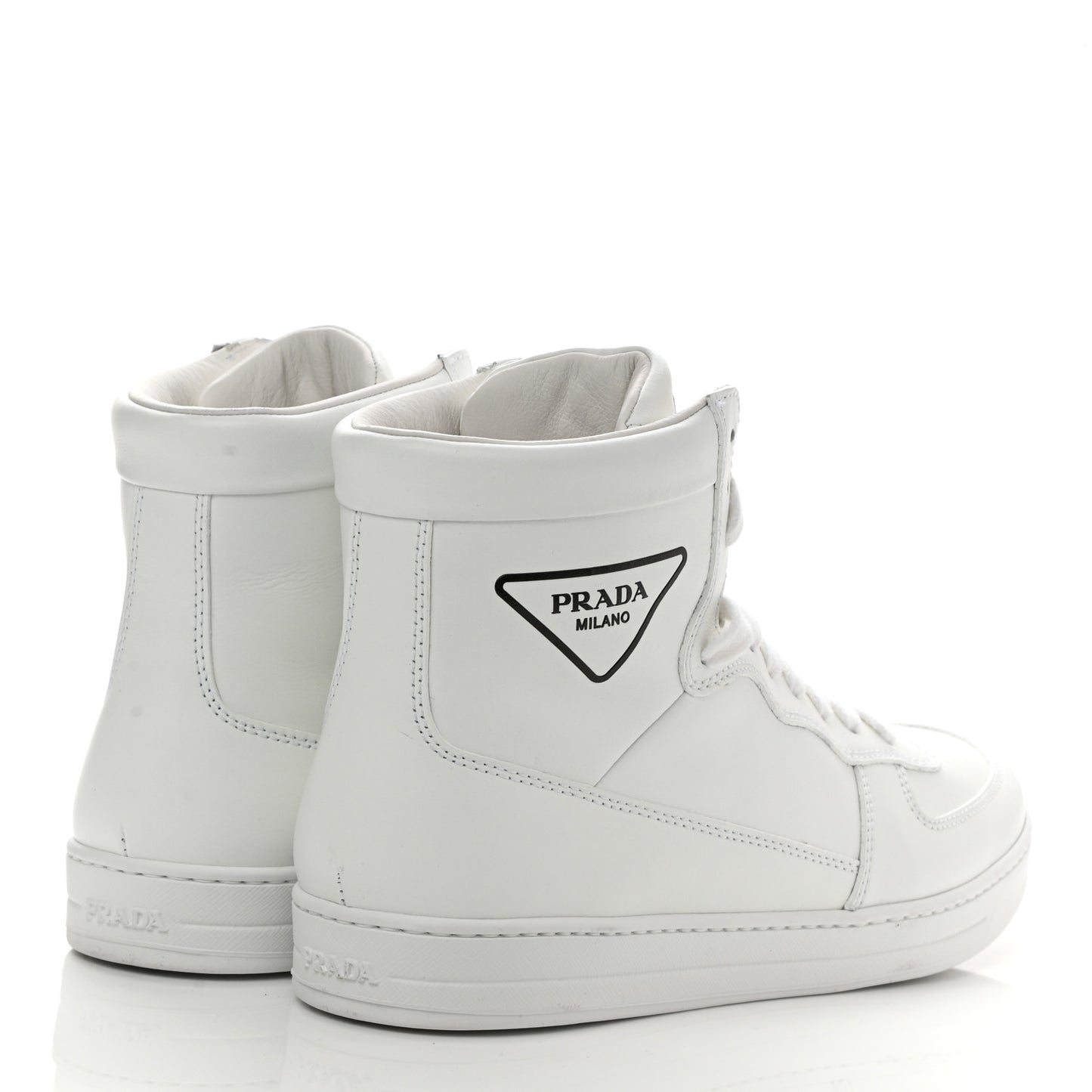 Vitello Soft Triangle Logo Mens High Top Sneakers 7.5 White