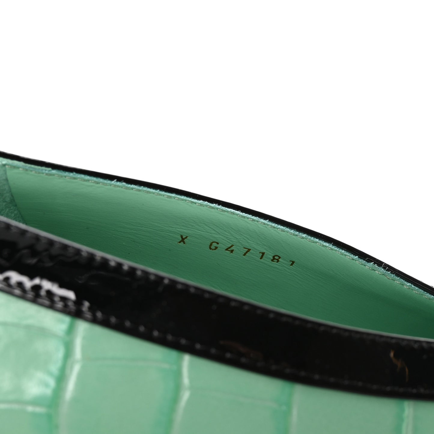 Crocodile Embossed Patent Calfskin Pumps 41 Green Black