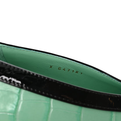 Chanel Crocodile Embossed Patent Calfskin Pumps 41 Green Black 8 of 9