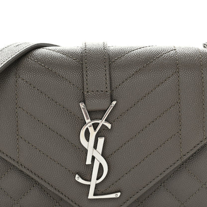Saint Laurent Grain De Poudre Textured Mixed Matelasse Triquilt Small Monogram Satchel Taupe 8 of 10