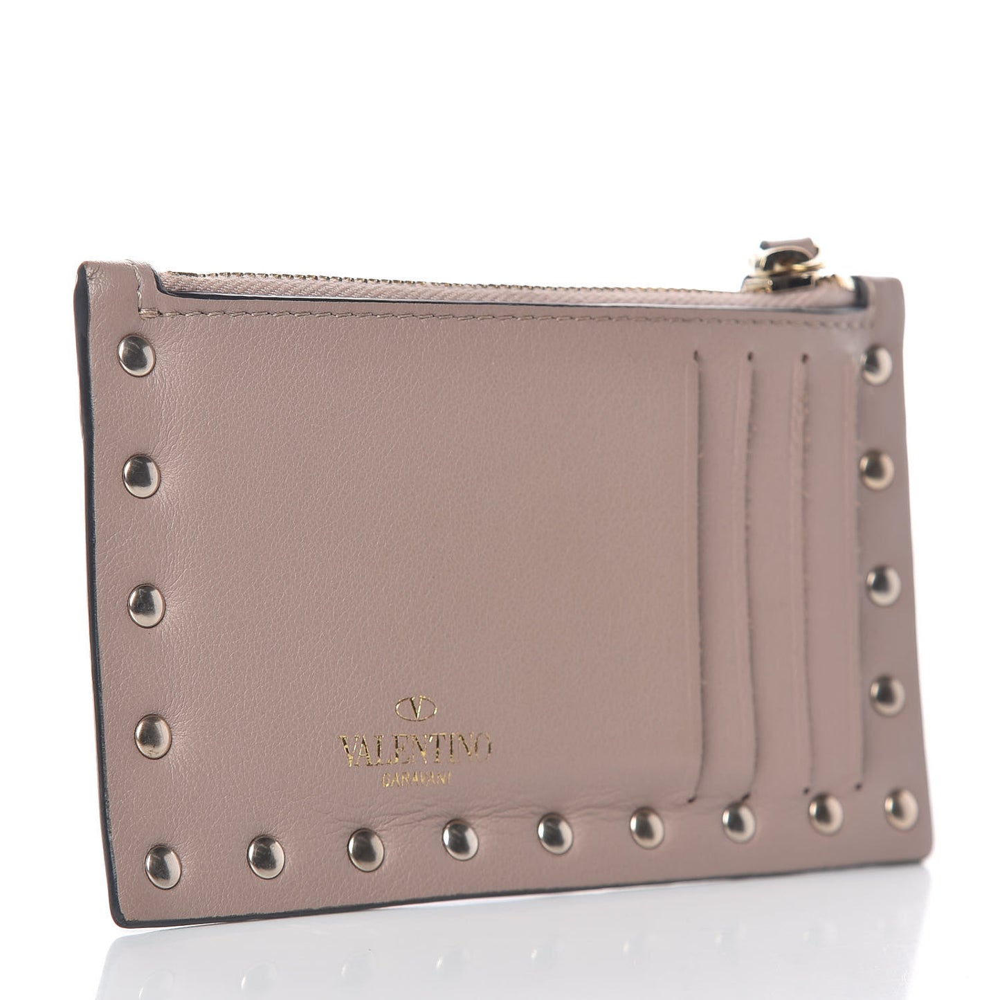 Vitello Rockstud Coin Case Card Holder Poudre