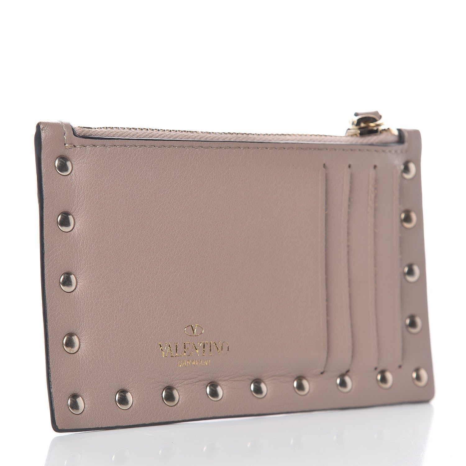 Valentino Garavani Vitello Rockstud Coin Case Card Holder Poudre 3 of 9