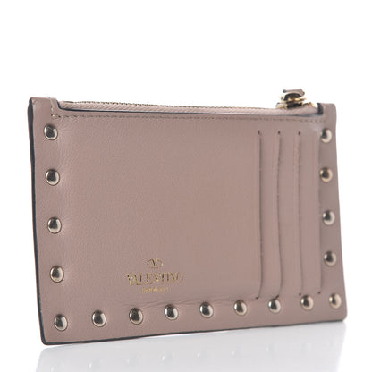 Valentino Garavani Vitello Rockstud Coin Case Card Holder Poudre 3 of 9