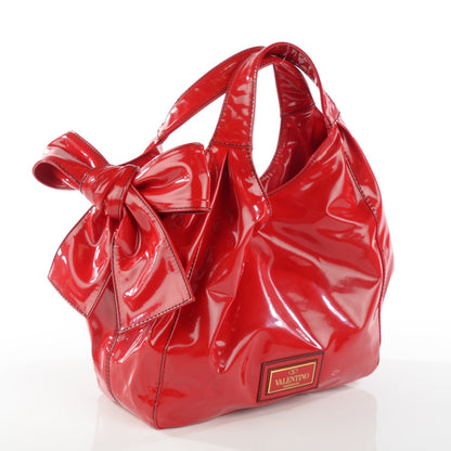 Valentino Garavani Patent Lacca Large Nuage Bow Hobo Red 3 of 8