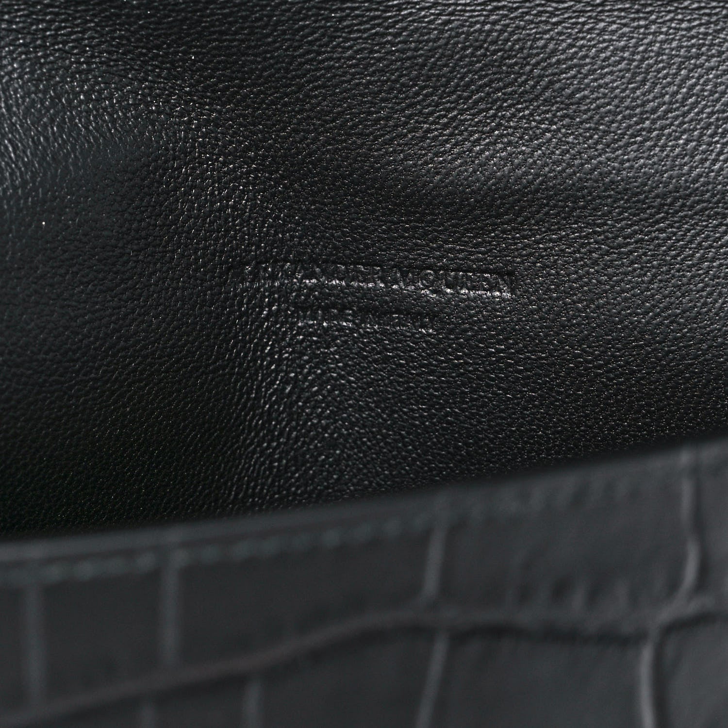 Alexander McQueen Calfskin Crocodile Embossed Skull Envelope Clutch Black 6 of 8