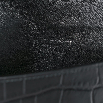 Alexander McQueen Calfskin Crocodile Embossed Skull Envelope Clutch Black 6 of 8