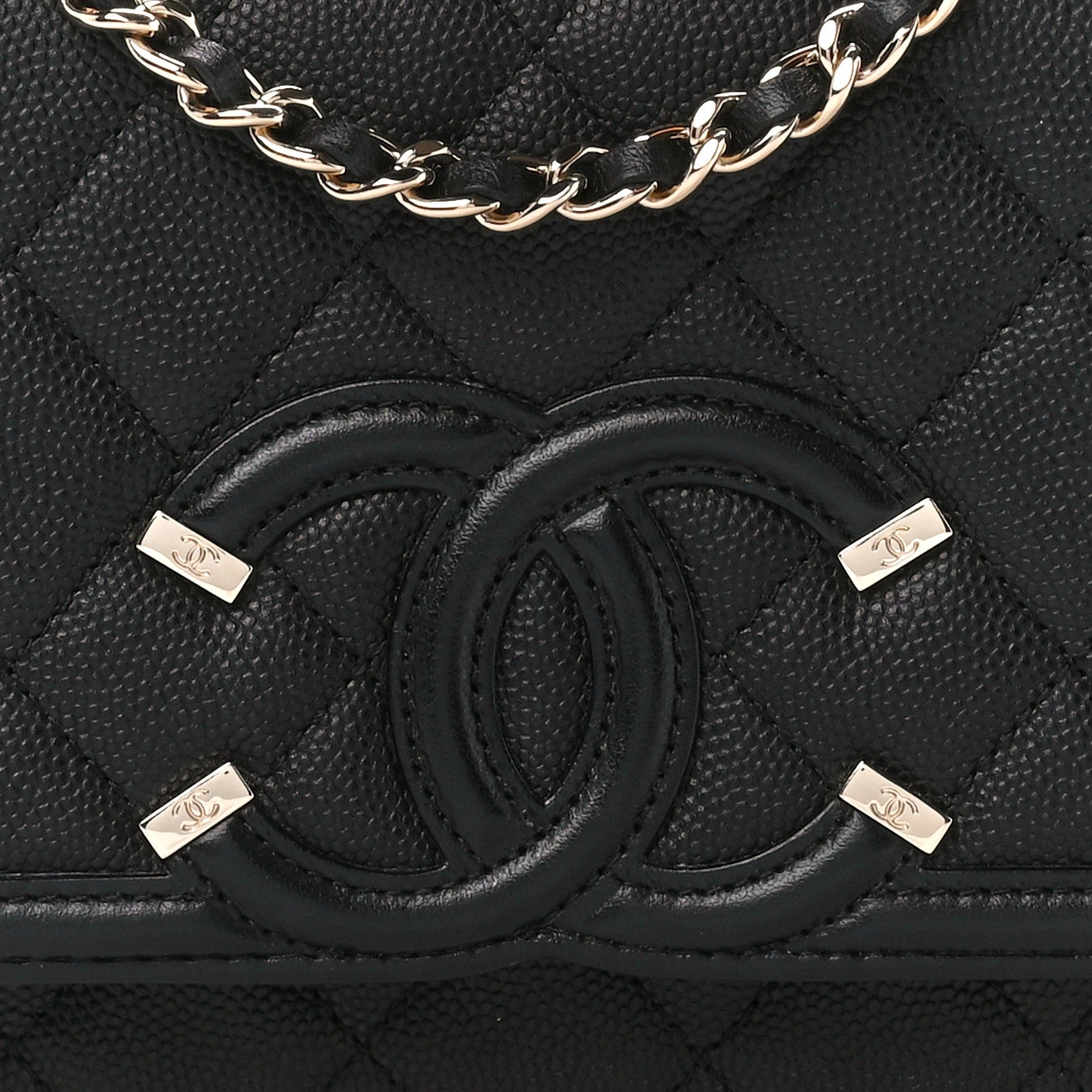 Chanel Caviar Quilted CC Filigree Wallet On Chain WOC Black 8 of 10