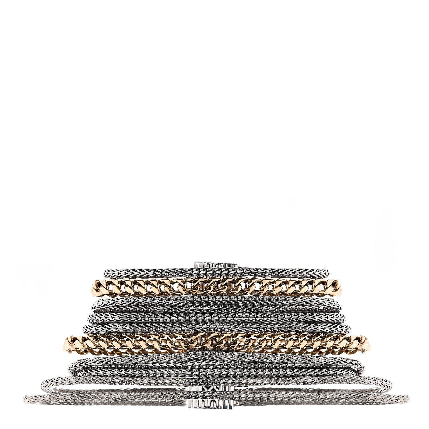 John Hardy Sterling Silver 18K Yellow Gold Classic Chain Multi Row Bracelet M 1 of 3