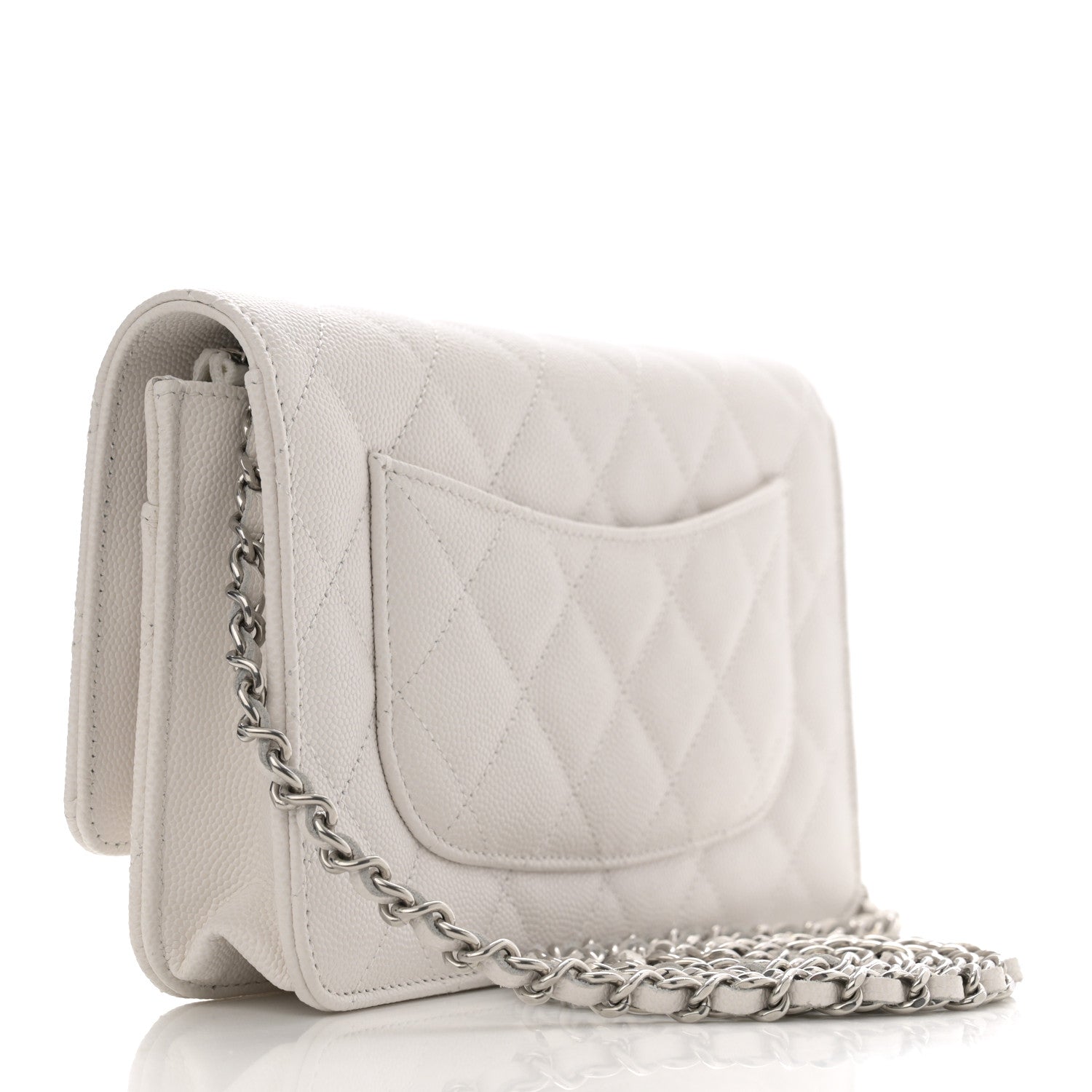 Chanel Caviar Quilted CC Logo Wallet on Chain WOC  White 3 of 13