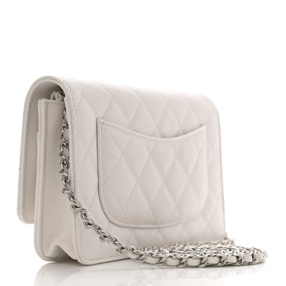 Chanel Caviar Quilted CC Logo Wallet on Chain WOC  White 3 of 13
